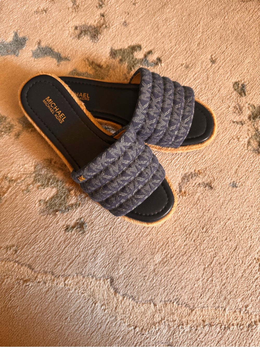 MICHAEL Michael Kors Navy Braided Slide Mules